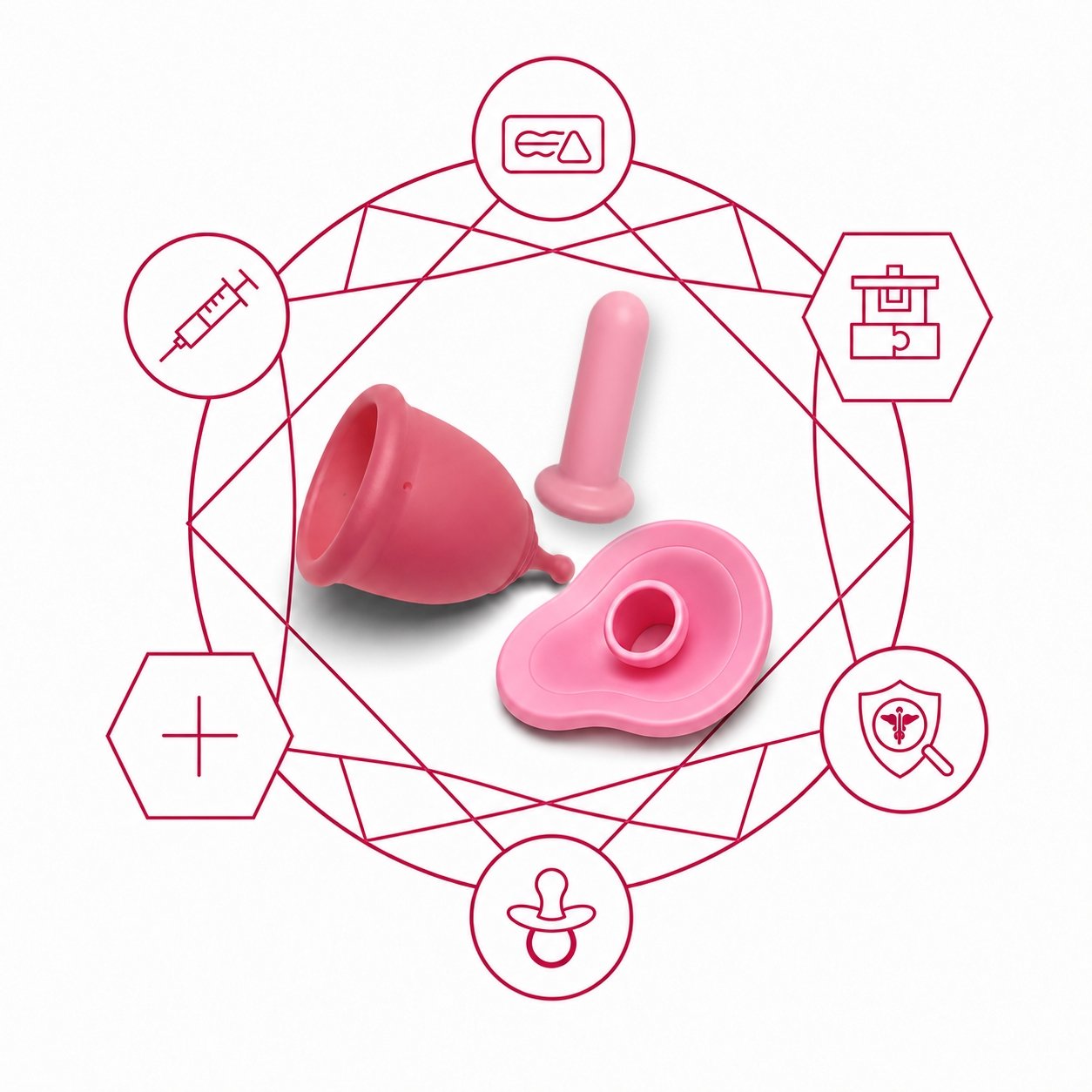 three women holding jupiter menstrual cup in their hand